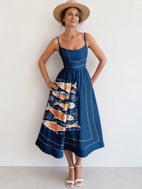 Calythene | Fish Print Sleeveless Midi Dress
